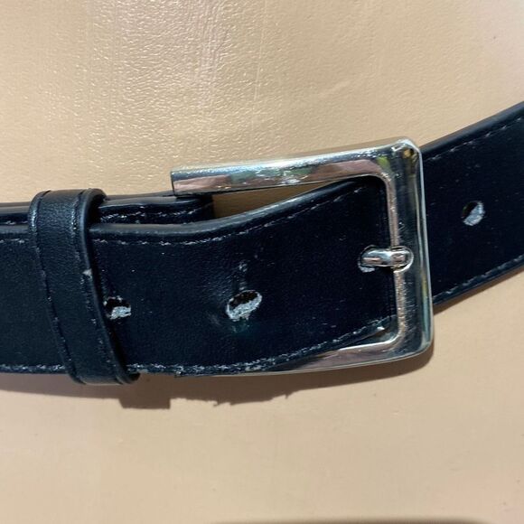 Beverly Hills Polo Club Women's Black Leather Silver Prong Buckle Belt OS - Picture 6 of 11